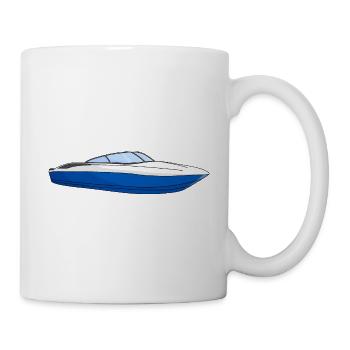 Boot Motorboot Blaues Boot - Tasse - Weiß - Rechts