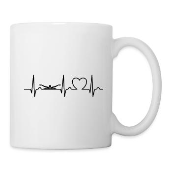 Herzkurve, EKG, Schwimmen, Butterfly, Schwimmbad - Tasse - Weiß - Rechts