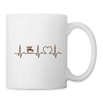 Heart Curve - Café - ECG - Pouls - Tasse à café - Mug blanc - blanc - Droite