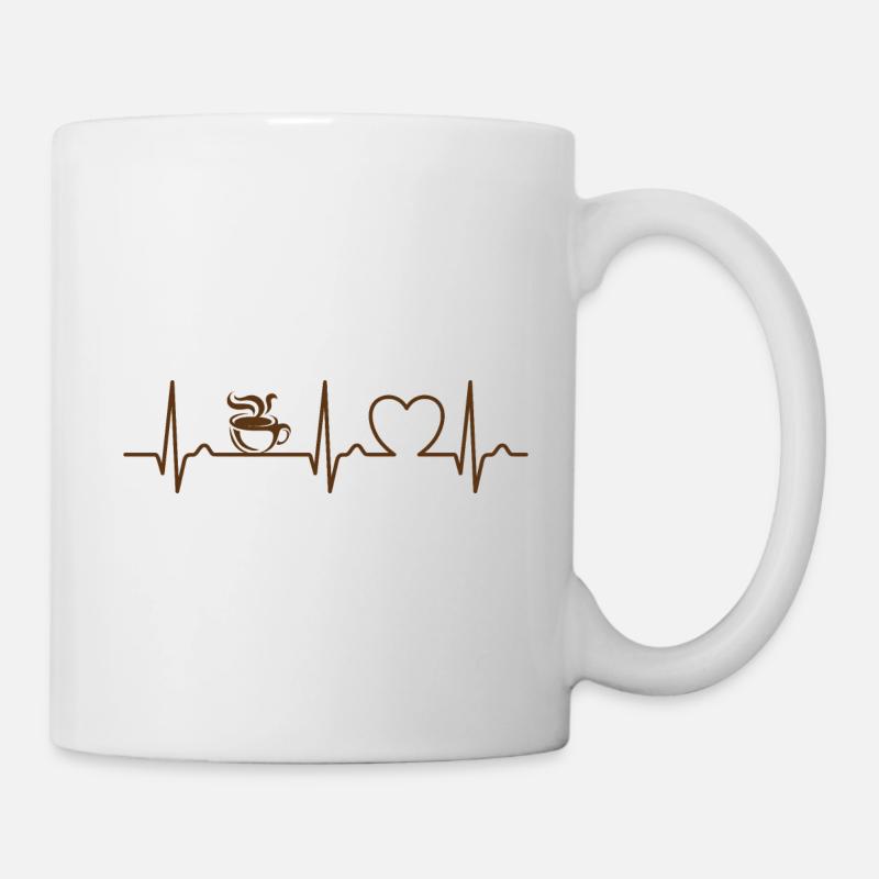 Heart Curve - Café - ECG - Pouls - Tasse à café - Mug blanc - blanc