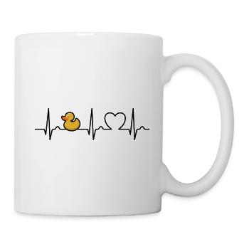 EKG Kurve - Herzkurve - Puls - Gummi Ente - Tasse - Weiß - Rechts