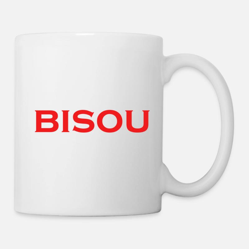 Bisou – Mot français doux pour un baiser - Mug blanc - blanc