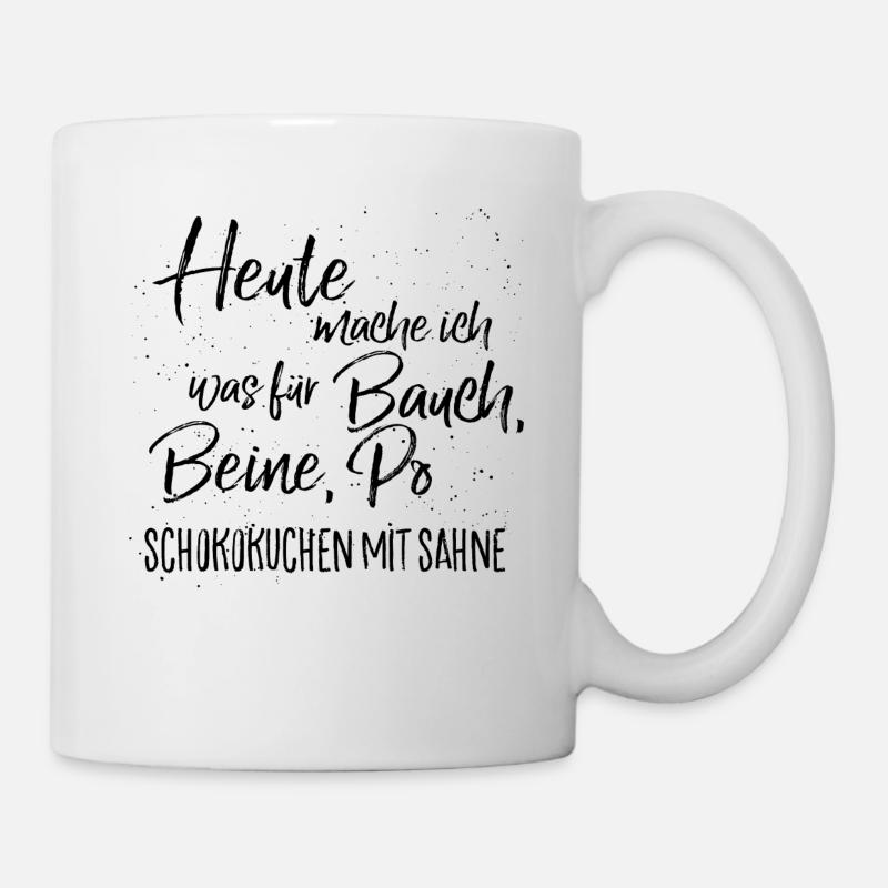 schokokuchen mit sahne - Tasse - Weiß