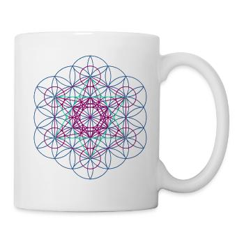 Blume des Lebens - free Metatronwürfel - Tasse - Weiß - Rechts