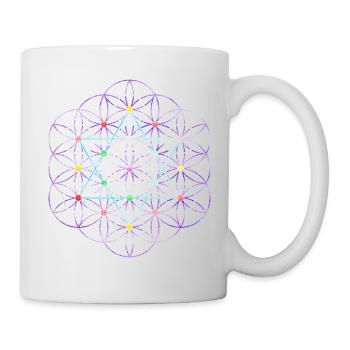 Blume des Lebens - free Metatronwürfel - Tasse - Weiß - Rechts