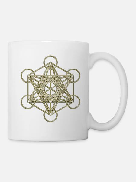 Metatron's Cube gold 3D - Mug - white