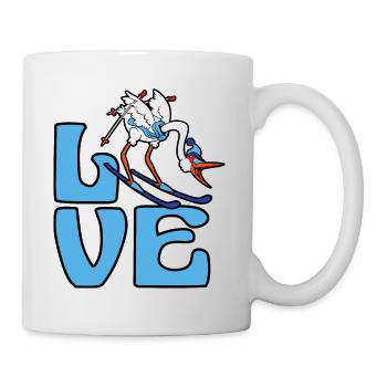 Skieur cigogne ski sport d'hiver neige - Mug blanc - blanc - Droite