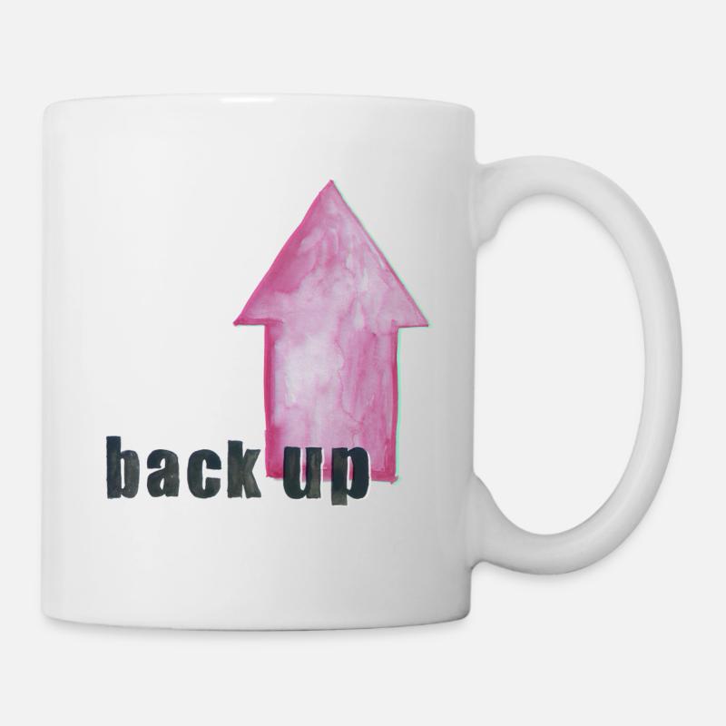 das Backup - das arty nerd -Shirt schwarz-magenta - Tasse - Weiß
