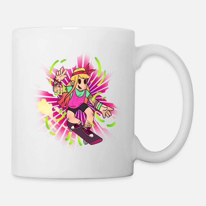Fille sur skateboard - Mug blanc - blanc