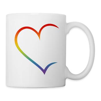 Herz offen Regenbogen LGBT Liebe Paare - Tasse - Weiß - Rechts
