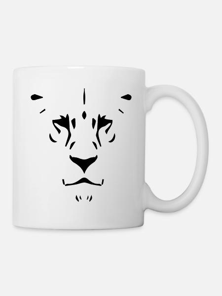 Löwe Löwenkopf Löwin Afrika Safari Geschenk Idee - Tasse - Weiß