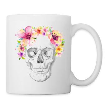 Skull skull with flowers - Mug - white - Right