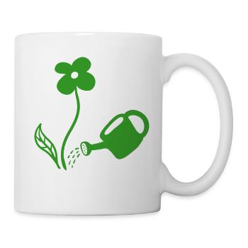 Blumen gießen - line - Tasse - Weiß - Rechts