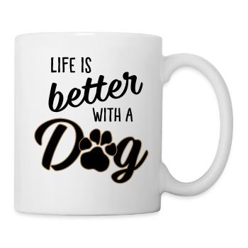 Life is better with a dog - Dog's paw - Mug - white - Right