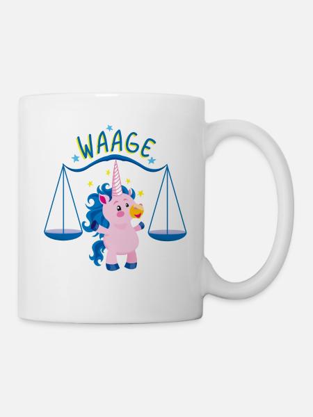 Einhorn Sternzeichen Waage - Tasse - Weiß