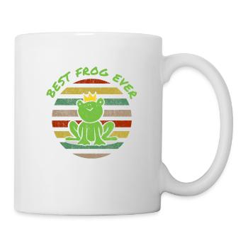Comic frog funny funny joke green crown king - Mug - white - Right