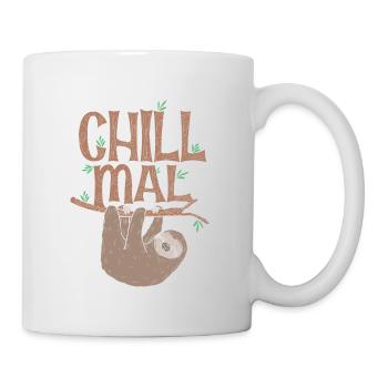 Faultier chill mal - Tasse - Weiß - Rechts