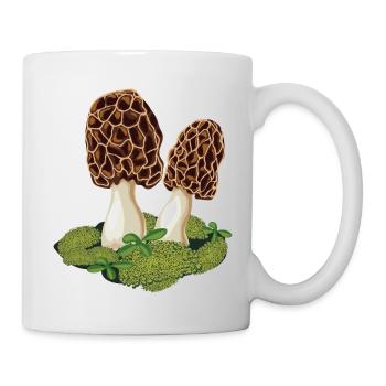 Morchel der Lieblings Pilz der Pilzsammler - Tasse - Weiß - Rechts