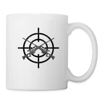 Gewehr Waffe Knarre Pistole Schrotflinte Jagd Logo - Tasse - Weiß - Rechts