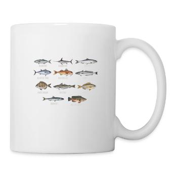 Fishing angler fisherman fishing angel fish rod lake - Mug - white - Right