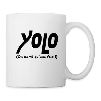 yolo t-shirt on ne vit qu'une fois - Mug blanc - blanc - Droite