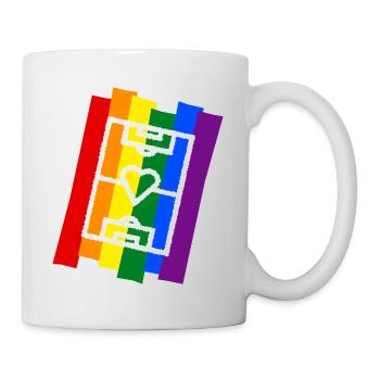 Fußballfeld mit Herz Regenbogen - Tasse - Weiß - Rechts
