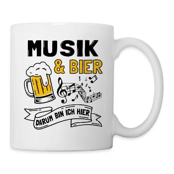 Musik und Bier Musiker Biertrinker Blasmusik - Tasse - Weiß - Rechts