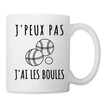 T shirt pétanque j' ai les boules humour cadeau - Mug blanc - blanc - Droite