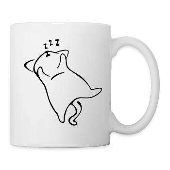 Schlafende Katze Süß - Tasse - Weiß - Rechts