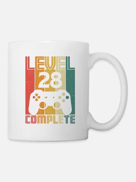 28ème Anniversaire Joueur Niveau 28 Complet 28 ans - Mug blanc - blanc