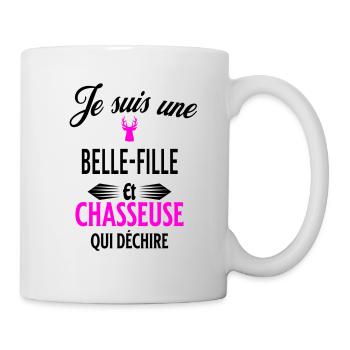 je suis chasseuse qui déchire et belle-fille - Mug blanc - blanc - Droite