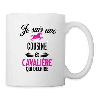 je suis cavalière qui déchire et cousine - Mug blanc - blanc - Droite