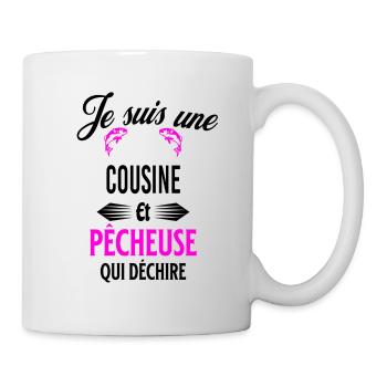 je suis pêcheuse qui déchire et cousine - Mug blanc - blanc - Droite