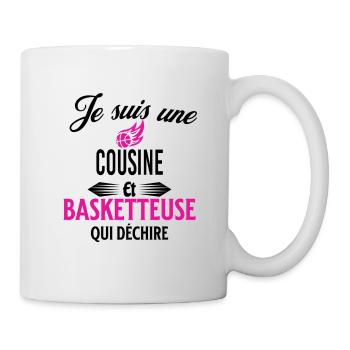 je suis basketteuse qui déchire et cousine - Mug blanc - blanc - Droite