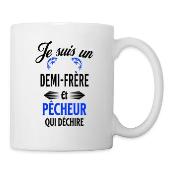 je suis pêcheur qui déchire et demi-frère - Mug blanc - blanc - Droite