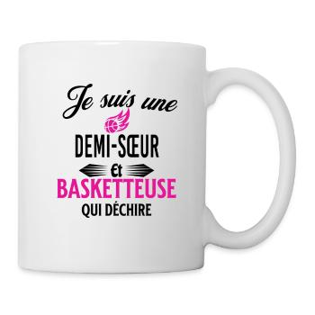 je suis basketteuse qui déchire et demi-sœur - Mug blanc - blanc - Droite