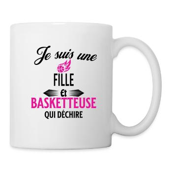 je suis basketteuse qui déchire et fille - Mug blanc - blanc - Droite