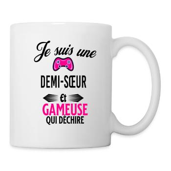 je suis gameuse qui déchire et demi-sœur - Mug blanc - blanc - Droite