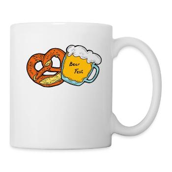 Fête de la bière Octoberfest. Tasse à bière et Brezel. - Mug blanc - blanc - Droite