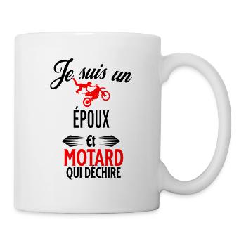 je suis motard qui déchire et époux - Mug blanc - blanc - Droite