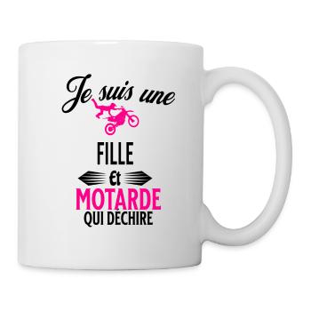 je suis motarde qui déchire et fille - Mug blanc - blanc - Droite