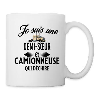 je suis camionneuse qui déchire et demi-sœur - Mug blanc - blanc - Droite