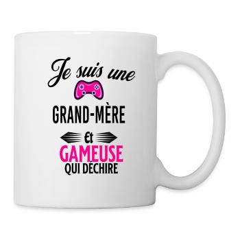 je suis gameuse qui déchire et grand-mère - Mug blanc - blanc - Droite