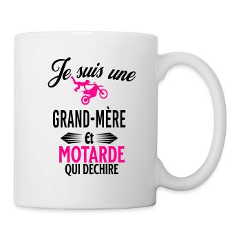 je suis motarde qui déchire et grand-mère - Mug blanc - blanc - Droite