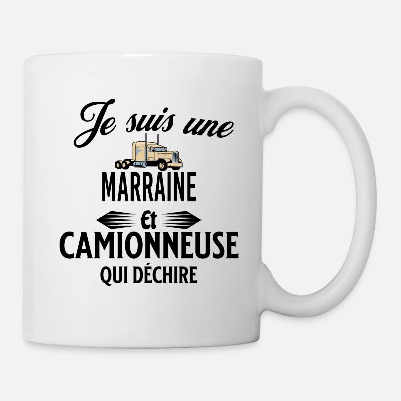 je suis camionneuse qui déchire et marraine - Mug blanc - blanc
