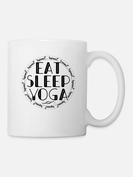 Manger, Dormir, Yoga, Répéter - Routine Bien-être - Mug blanc - blanc