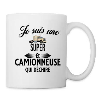 je suis camionneuse qui déchire et super - Mug blanc - blanc - Droite