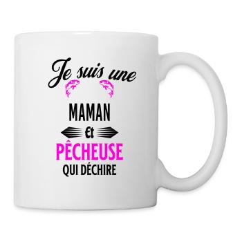 je suis pêcheuse qui déchire et maman - Mug blanc - blanc - Droite