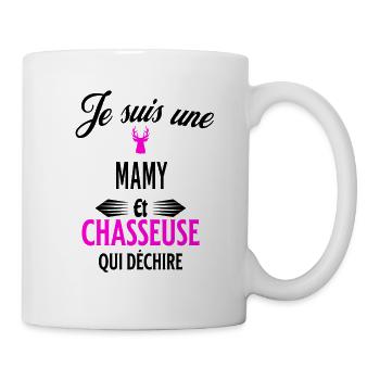 je suis chasseuse qui déchire et mamy - Mug blanc - blanc - Droite