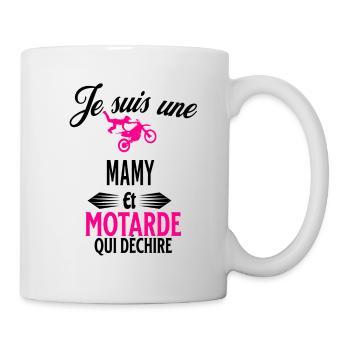 je suis motarde qui déchire et mamy - Mug blanc - blanc - Droite